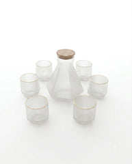 Elegant Ribbed Glass Carafe & Tumbler Set