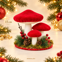 ديكور كريسماس بشكل فطر أحمر 15 سم | Red Mushroom Christmas Decoration 15 cm