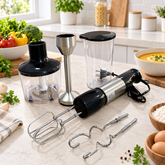 خلاط يدوي ومضرب كهربائي متعدد الاستخدامات مع ملحقات | Multi-Function Hand Blender and Mixer Set