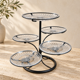 حامل تقديم زجاجي بخمس طبقات | 5-Tier Glass Serving Stand