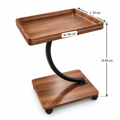 طاولة جانبية متحركة بصينية مستطيلة | Rolling Side Table with Rectangular Tray