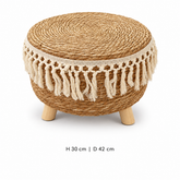 كرسي قش دائري منسوج | Round Woven Straw Stool