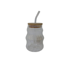 Glass Round Mug With Straw