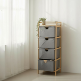 4-Tier Bamboo Fabric Drawer Organizer