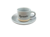 "Espresso" Ceramic Cup & Saucer Set – Set of 6