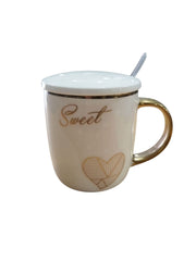 Ceramic Mug with Lid and Spoon