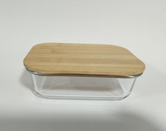Rect. Glass Food Storage with Bamboo Lid