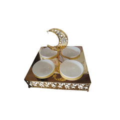 Serving Tray with 4 Ceramic Bowls