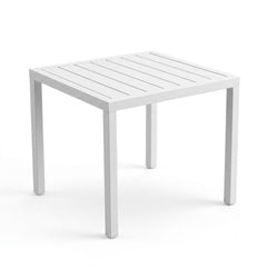 Square Slatted Outdoor Iron Side Table