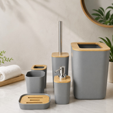 Bamboo-Top Bathroom Accessory Set