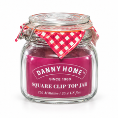 برطمان زجاجي مربع بغطاء مشبك داني هوم 750 مل | Danny Home 750 ml Square Clip Top Jar