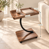 طاولة جانبية متحركة بصينية مستطيلة | Rolling Side Table with Rectangular Tray