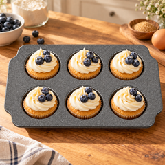 قالب مافن غير لاصق بـ6 فتحات | 6-Cup Non-Stick Muffin Pan