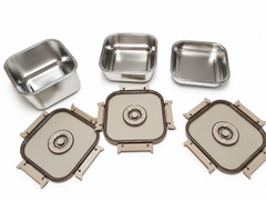 طقم علب حفظ طعام مربعة من الستانلس ستيل 3 قطع 1800 و3000 و5000 مل | 3-Piece Square Stainless Steel Food Storage Set