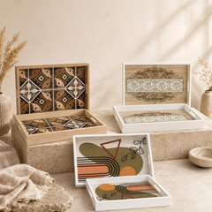 Decorative Wooden Tray Set