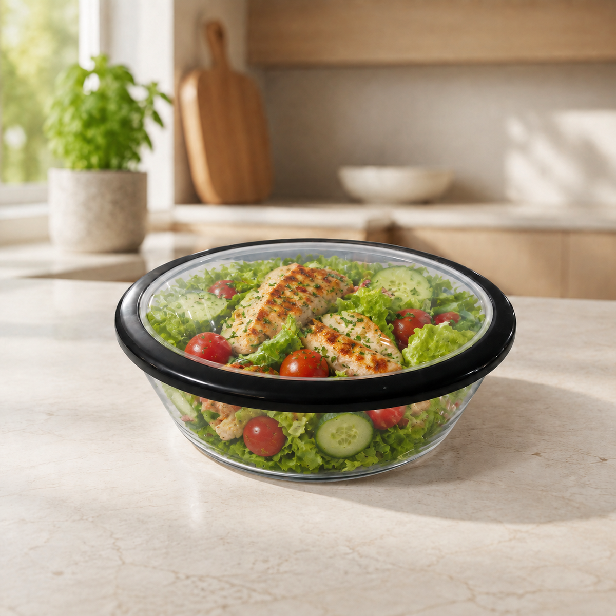 حافظة طعام مدورة  بغطاء محكم 1.4 لتر و2.4 لتر | Round  Food Storage Container with Secure Lid 1.4L & 2.4L