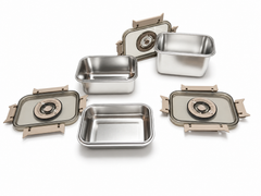 طقم علب حفظ طعام من الستانلس ستيل 3 قطع 1000 و1700 و2200 مل | 3-Piece Stainless Steel Food Storage Set