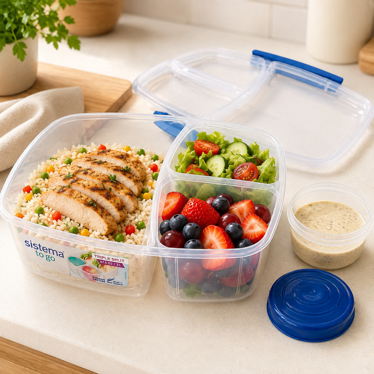 Sistema To Go Triple Split 2L- علبة طعام ترايبل سبليت