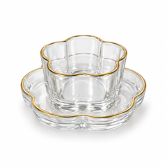 طقم أوعية تقديم زجاجية بتصميم زهرة | Flower-Shaped Glass Serving Bowl Set 6PCS