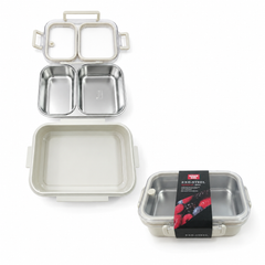 علبة غداء ستانلس ستيل و بلاستيك Stainless Steel Lunch Box And plastic