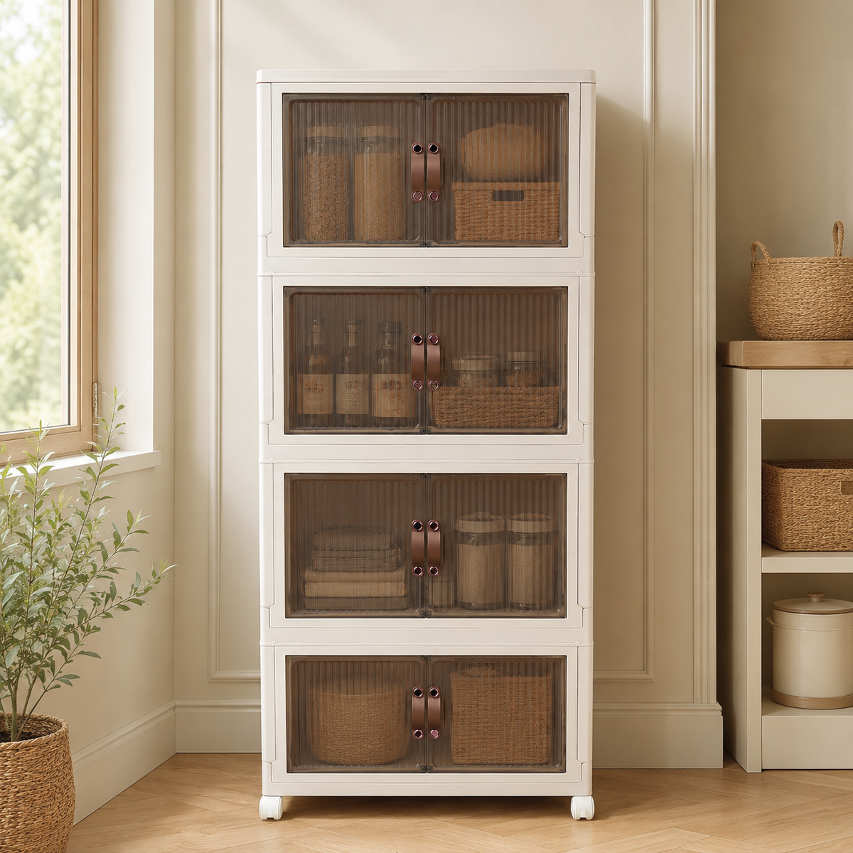 4-Tier Multipurpose Storage Cabinet with Translucent Doors