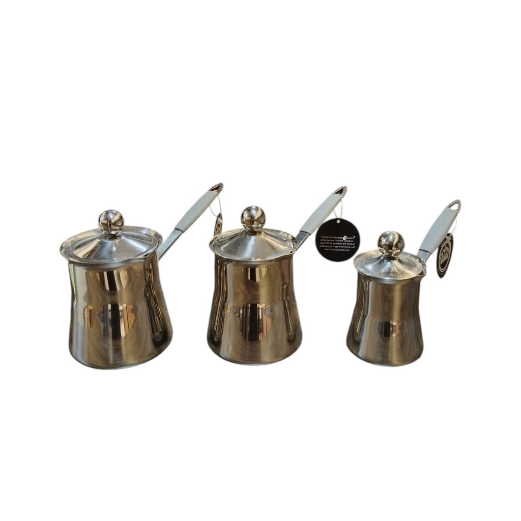 Stainless Steel Turkish Coffee Pot Set – 3 Sizes