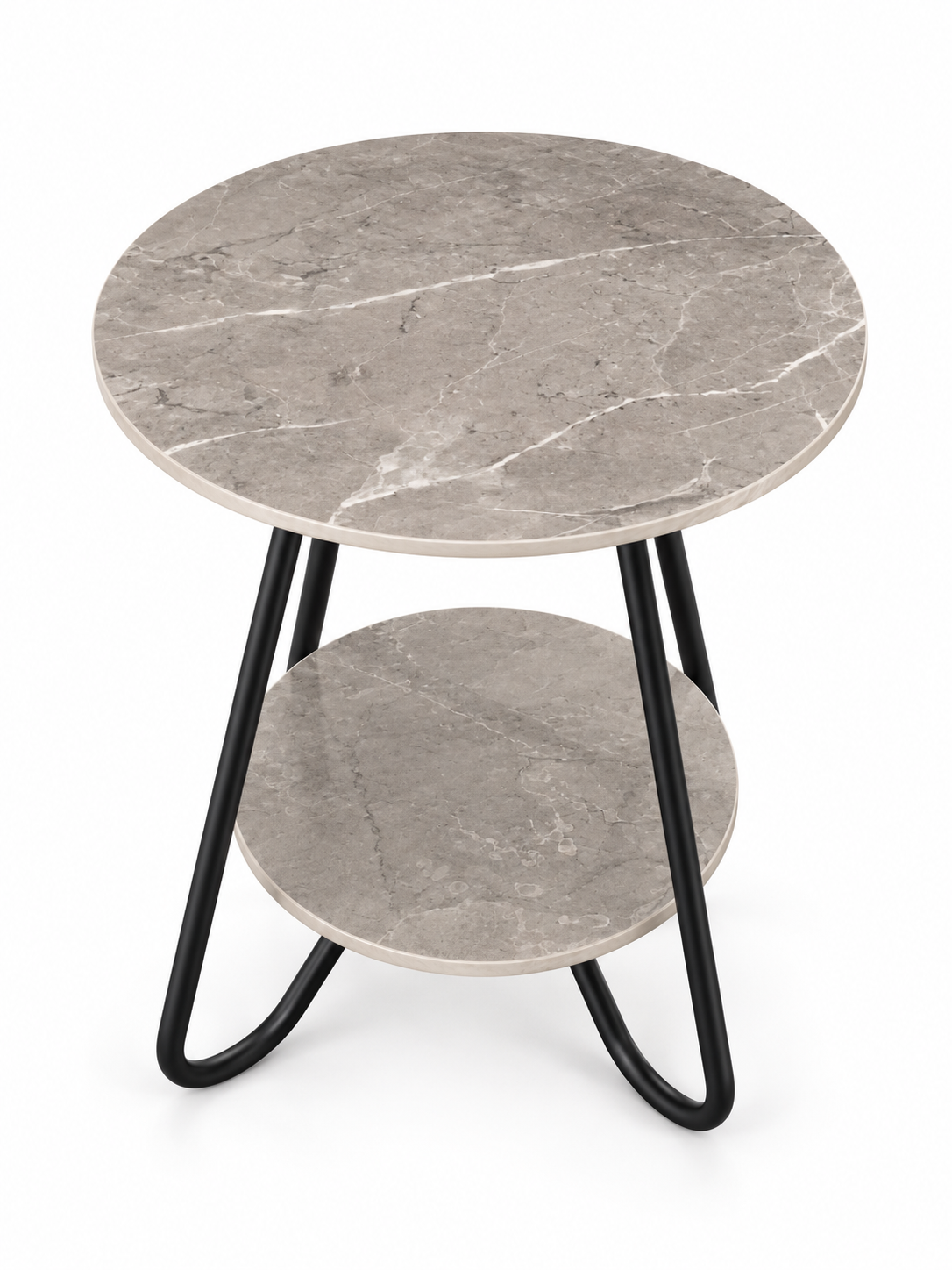 طاولة سيراميك دائرية برف سفلي | Ceramic Round Table with Lower Shelf