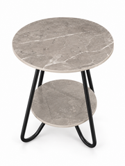 طاولة سيراميك دائرية برف سفلي | Ceramic Round Table with Lower Shelf