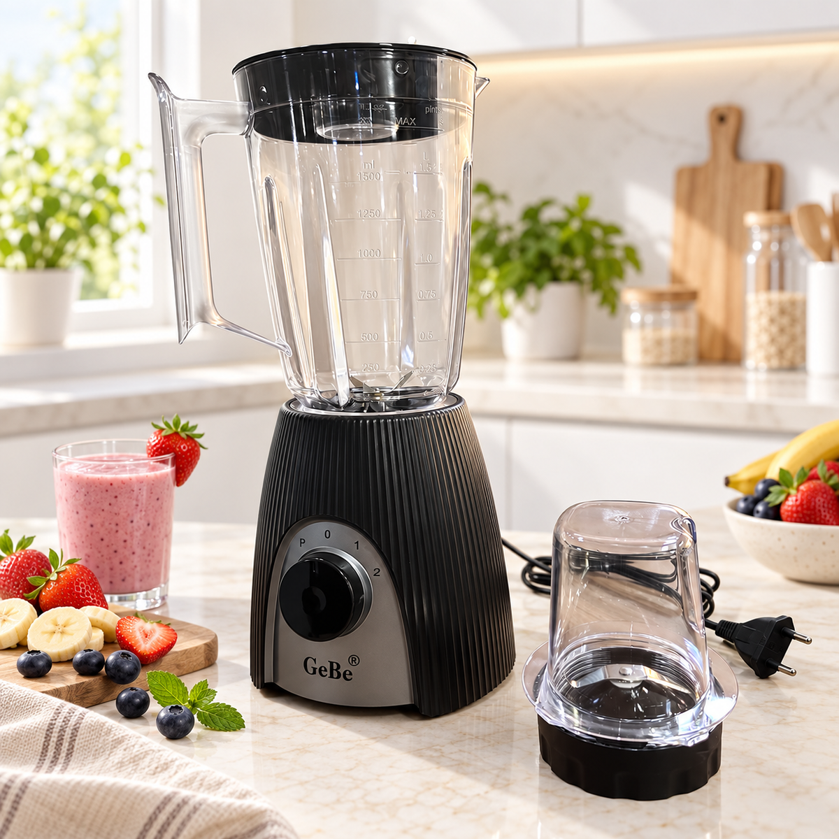 خلاط كهربائي GeBe مع مطحنة بسعة 1.5 لتر | GeBe Electric Blender with Grinder 1.5 L