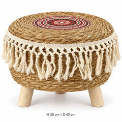 كرسي قش دائري منسوج | Round Woven Straw Stool