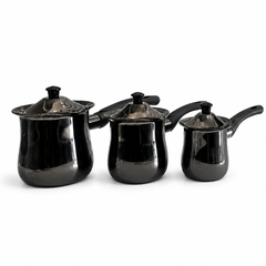 ركوة قهوة تركية سوداء - 3 مقاسات | Black Turkish Coffee Pot Set
