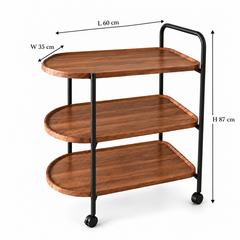 عربة تقديم بثلاثة رفوف ومقبض | 3-Tier Serving Trolley with Handle