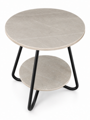 طاولة سيراميك دائرية برف سفلي | Ceramic Round Table with Lower Shelf