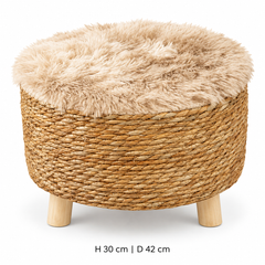كرسي قش دائري منسوج | Round Woven Straw Stool