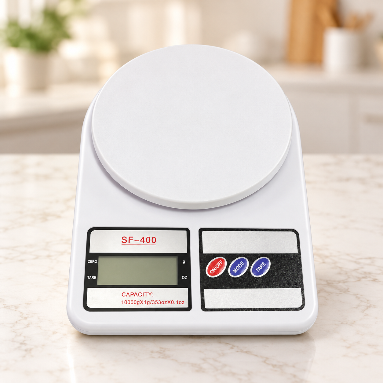 ميزان مطبخ رقمي أبيض SF-400 سعة 10 كغ | White SF-400 digital kitchen scale with 10 kg capacity