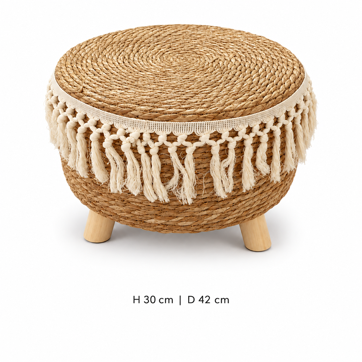 كرسي قش دائري منسوج | Round Woven Straw Stool