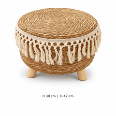كرسي قش دائري منسوج | Round Woven Straw Stool