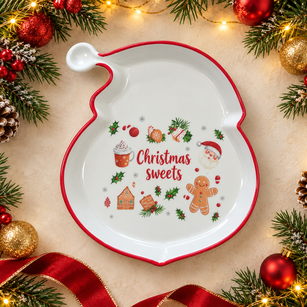 طبق تقديم كريسماس بشكل قبعة سانتا | Santa Hat Christmas Serving Dish