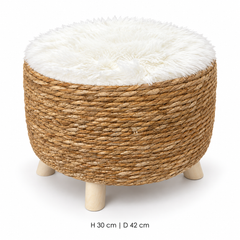 كرسي قش دائري منسوج | Round Woven Straw Stool