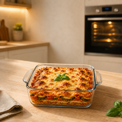 صينية خبز زجاجية بمقابض جانبية | Glass Baking Dish with Side Handles