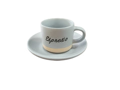 "Espresso" Ceramic Cup & Saucer Set – Set of 6