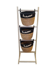 3-Tier Woven Storage Basket Rack