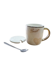 Ceramic Mug with Lid and Spoon