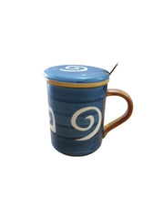 Ceramic Mug with Lid & Golden Spoon