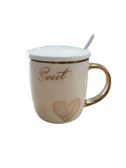 Ceramic Mug with Lid and Spoon