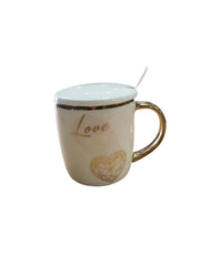 Ceramic Mug with Lid and Spoon