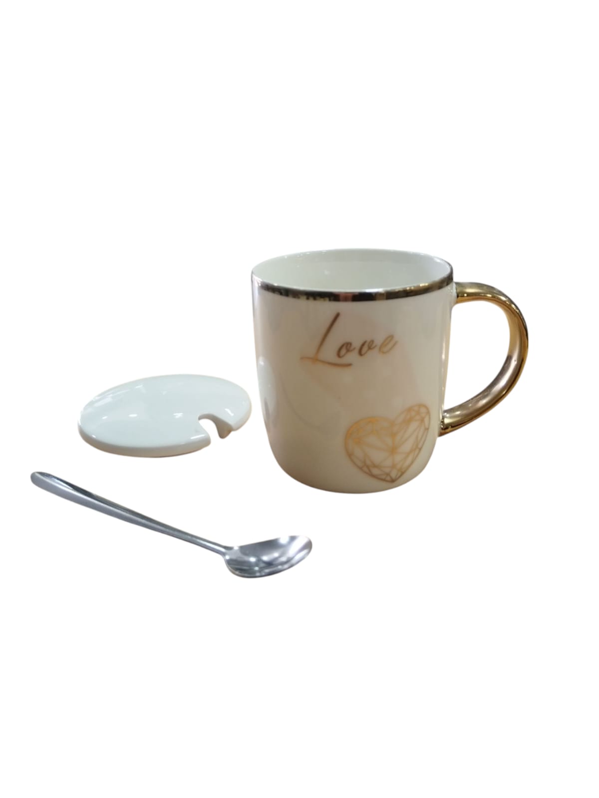 Ceramic Mug with Lid and Spoon