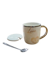Ceramic Mug with Lid and Spoon