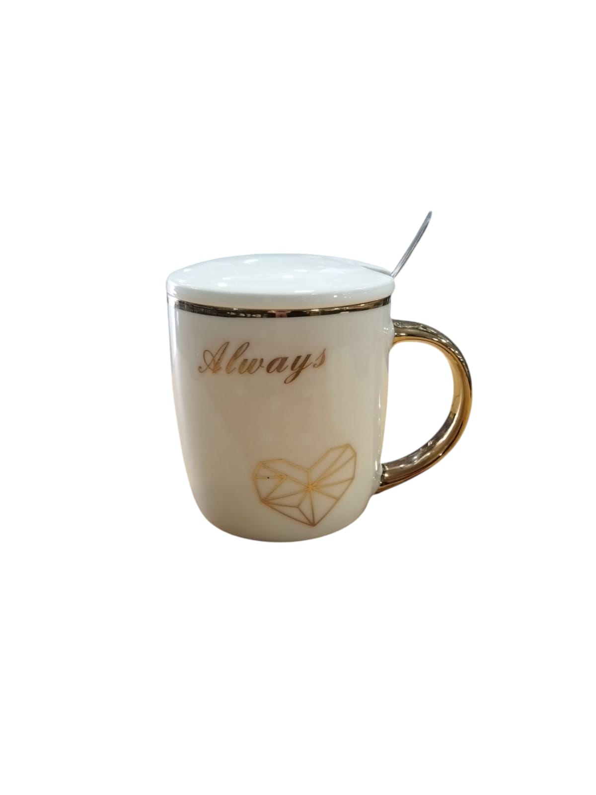 Ceramic Mug with Lid and Spoon