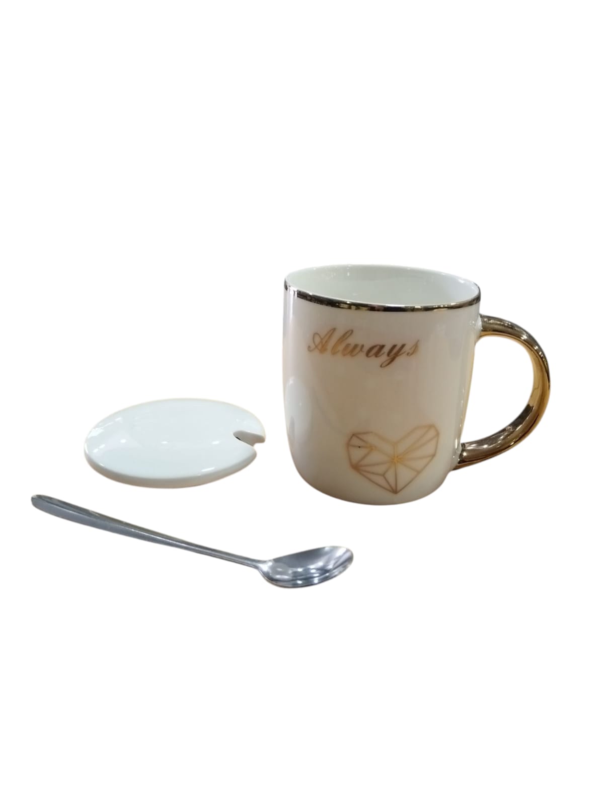 Ceramic Mug with Lid and Spoon